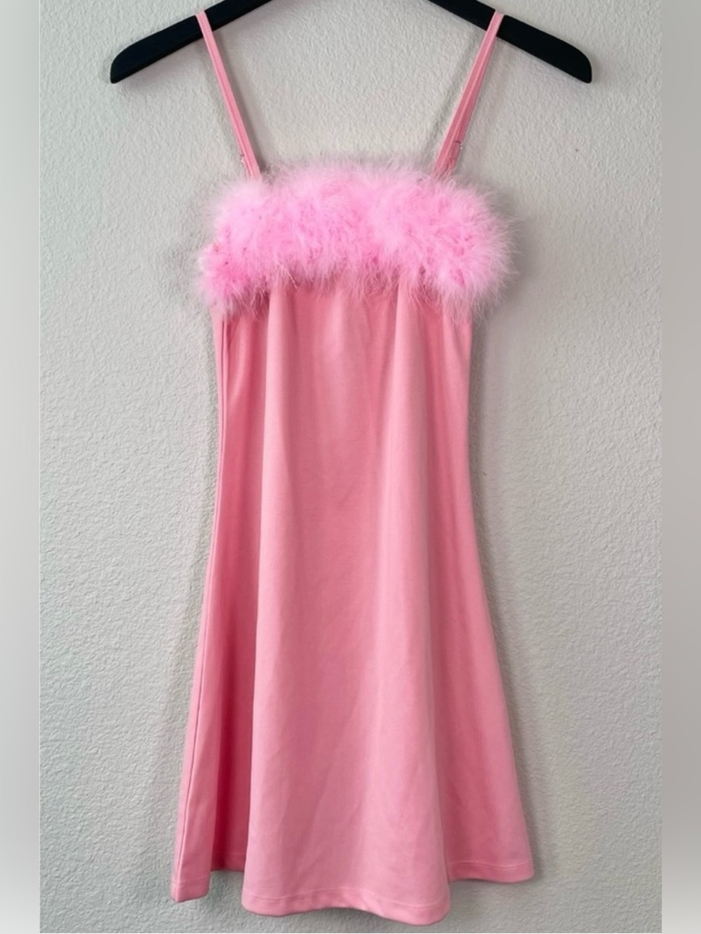 Sugar Thrillz Pink Feather Bust Mini Dress